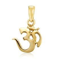 Simply Elegant Mystical Om or Aum Symbol Gold Over Sterling Silver Pendant - £9.88 GBP