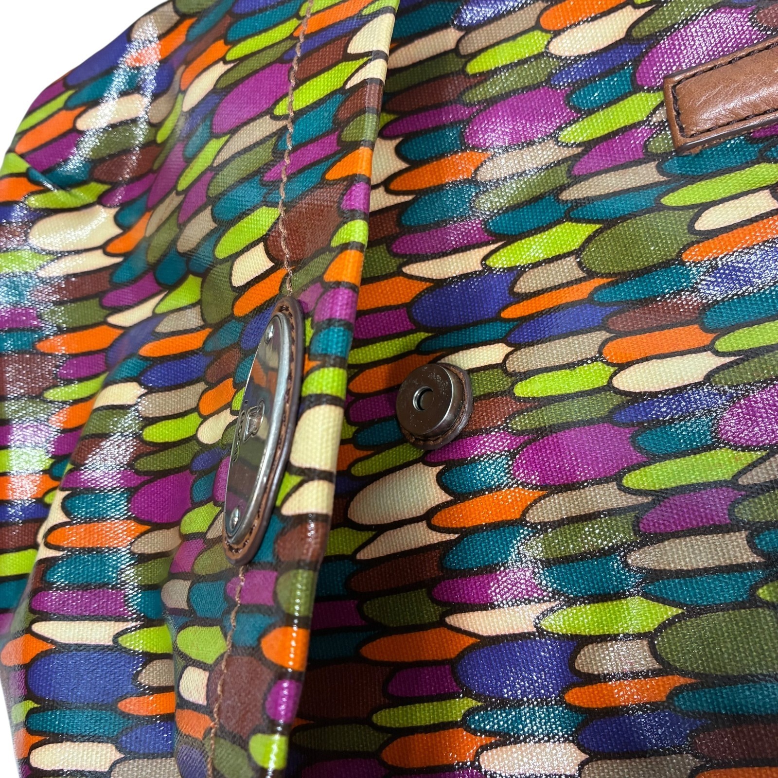 Fossil Calypso Key-Per ZB5125 Multi Feather PVC Coated Textile Crossbody Bag Item image 4