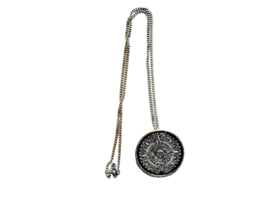 Vintage Silver Mexico Mayan Sun Calendar Pin/Necklace - £19.77 GBP