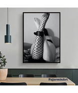 Sexy Fishnet Stocking Girl Poster on Unframed Canvas Picture - £39.24 GBP