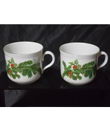 Seltmann Weiden Bavaria Pine &amp; Holly Coffee Cups - Pair Of 2 - West Germany - $18.98