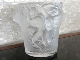 LALIQUE GANYMEDE Frosted Crystal Dancing Nudes Champagne Wine Ice Bucket 1980s - £2,373.64 GBP