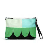 New Crossbody Bag Faux Leather Zip Top Adj.Strap Handle Green Abstract D... - $24.71