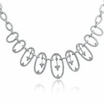 Femmes Collier 2.70 Carats Rond Véritable Diamant Liens Ovale 14k or Blanc - £2,522.24 GBP