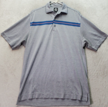 FootJoy Polo Shirt Mens XL Gray Stripe Polyester Short Sleeve Logo High Low Slit - £18.49 GBP