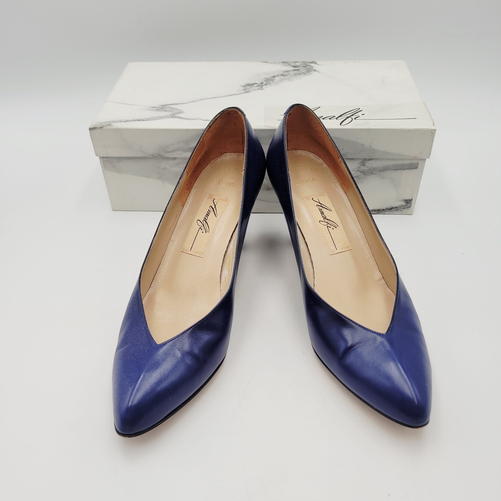 Amalfi Women's Leather Shoes Pumps Olivia Navy Blue Italy Size 7.5 Shoes ITALY . Item image 2