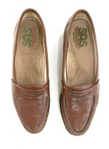 SAS Womens Brown Leather Penny Loafers Tripad Comfort Shoes Size 7.5 Slim - £30.07 GBP