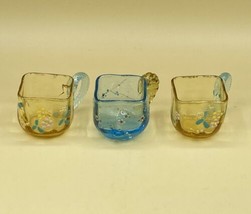 George Sand Liqueur Cups LOT 3 Legras Glass Japonism Enamel Flower - £21.30 GBP