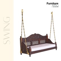Furniture BoutiQ Hand-carved Solid Wood Ceiling Swing | Solid Wood Indian Jhula  - £2,606.47 GBP