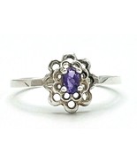 Vintage Sterling Silver Purple Amethyst Gemstone Ring Sz 9.5 February Bi... - $31.68