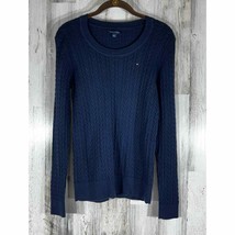 Tommy Hilfiger Womens Navy Blue Cableknit Sweater Size Medium - £13.61 GBP
