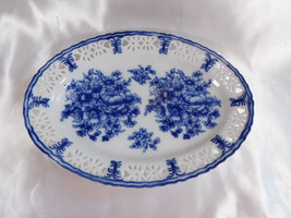 White and Blue Floral Plate # 23270 - $19.75