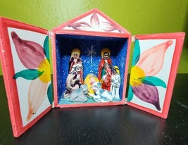 Folk Art Retablo Diorama Nativity Miniature Diorama Shadow Box Peru - $31.05
