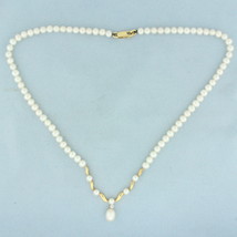 Mikura Pearl and Diamond Necklace in 18k Yellow Gold - £697.21 GBP