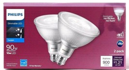 Philips Dimmable 10w LED Daylight Indoor &amp; Outdoor PAR38 Flood 2 Count Bulb - £18.76 GBP