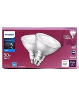 Philips Dimmable 10w LED Daylight Indoor &amp; Outdoor PAR38 Flood 2 Count Bulb - £18.86 GBP