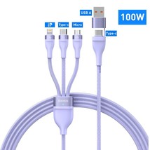 Baseus 3 in 1 USB C Cable for iPhone 14 13 12 Pro 11 XR Charger Cable 100W MiUSB - £27.22 GBP