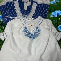 NWT Girls Blue white Floral Top &amp; Dress Made In Hungary 100% Cotton embr... - $45.53