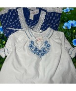 NWT Girls Blue white Floral Top &amp; Dress Made In Hungary 100% Cotton embr... - $45.53