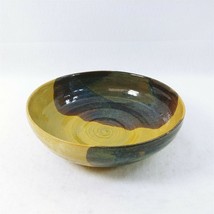 Pottery Bowl Brown 9.5&quot; Artist Initialed 4 of 4 Drip Glazed - £35.92 GBP