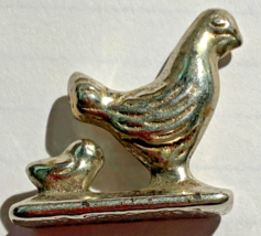 Miniature Pewter Bird with Chick Following, Figurine 1&quot; Tall,  RARE [e-09] - $14.08 CAD