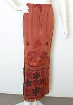 G31 Dark Salmon Gothic Gypsy Patchwork Renaissance Embroidered Maxi Skir... - $24.90