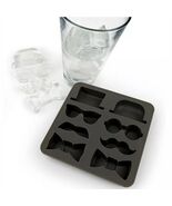 Gentlemans Dapper Ice Cube Tray Moustache Bowtie Glasses Silicone Party ... - $144.84 MXN