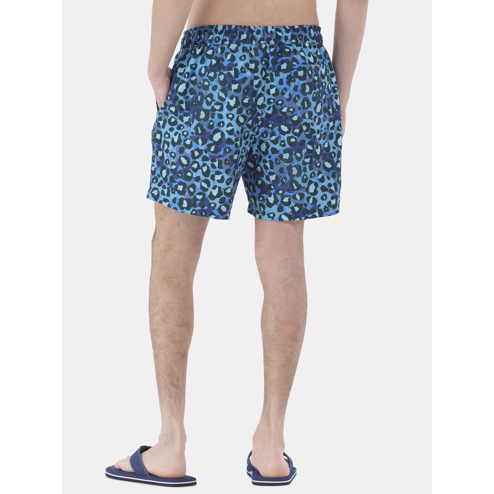 No Boundaries Men's Elastic Waist Swim Trunks 6" Inseam Blue Cheetah 2XL (44-46 Item image 2