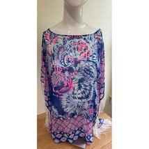 Lilly Pulitzer Ginette Caftan Cover Up Gypsea Girl Indigo Blue Pink Size... - $924.06 MXN
