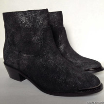 NEW ABS by Allen Schwartz Black/Silver Perisphone Suede Ankle Boots (Size 6 M) - £47.65 GBP