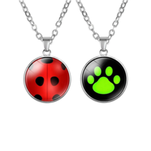 Kids Cute Ladybug &amp; Cat Noir Cartoon Pendant Necklaces - 20&quot; - £9.56 GBP