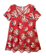 Peppermint Womens M Terra Cotta Floral Criss Cross V Neck Short Sleeve D... - $27.39 CAD