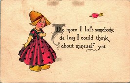 Dutch Girl Comic De MOre I lufs Somebody Valentines 1915 DB Postcard E4 - $6.88