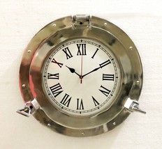 Vintage Navigation Marine Brass Ship Porthole Clock 11&#39;&#39; Ship Window Wal... - $55.63