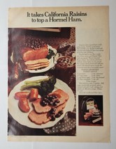 Hormel Ham Topped With California Raisin Growers&#39; Sauce Recipe 1976 Magazine Ad - £11.72 GBP