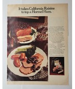 Hormel Ham Topped With California Raisin Growers&#39; Sauce Recipe 1976 Maga... - £11.72 GBP