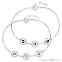 Evil Eye Bead Turkish Nazar Greek Hamsa Kabbalah Charm Sterling Silver Bracelet - £15.81 GBP