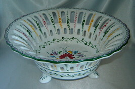 Jay Willfred ANDREA by SADEK (Portugal) Reticulated Footed Painted Floral Bowl - £23.42 GBP
