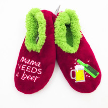 Snoozies Women&#39;s Mama Needs a Beer Non Skid Soles Large 9/10 Burgundy - £9.85 GBP