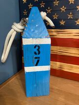 Decorative Handcrafted Nautical Crab/Lobster Trap Marker Buoy Blue/White - $504.43 MXN