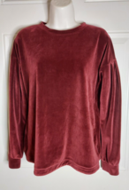 A New Day Maroon Velvet Long SLeeve Scoop Neck Pullover Tunic Top Size XS - £7.52 GBP