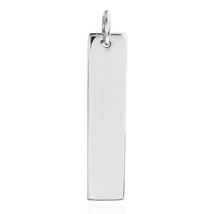 Simple Long Rectangle Bar Tag .925 Silver Engravable Pendant - £17.72 GBP
