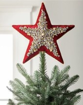 Red Star Beaded Christmas Tree Topper Decor Handcrafted (27”x12”x4”) - £190.78 GBP