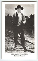 Jesse James Territory Postcard Cowboy Gun Railroad Tracks Sullivan Missouri - $6.07