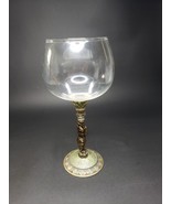 Rhinestone Jeweled Cat Animal Bronze Enamel Stemmed Wine Glass Goblet Heavy - £67.42 GBP