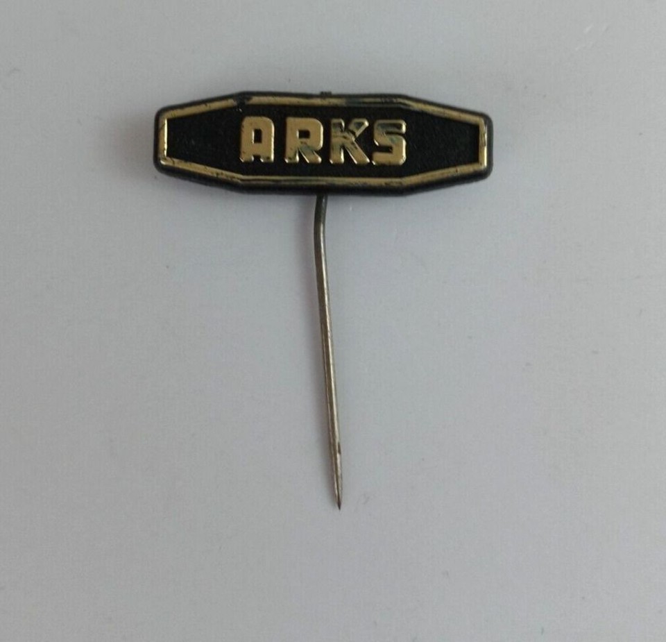 Vintage ARKS Black &amp; Gold Tone Plastic Europeon Stick Lapel Pin - $6.44