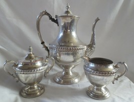 Sheridan Silver Co.  Silverplate Tea Set Teapot Sugar Creamer C &amp; C Silver Co - £47.08 GBP