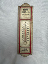 Vtg Bender Gravel Co. West State Road Tin Thermometer WI 5-2123 - $49.95