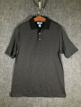 Jos. A. Bank Polo Golf Shirt Medium Mens Black White Stripe Tee Size M Nice Soft - £12.43 GBP