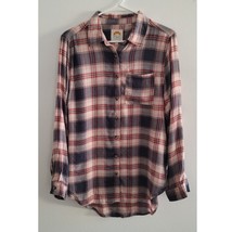 C&amp;C California Kyle Plaid Flannel Long Sleeve Button Down Shirt Pink Blu... - £28.70 GBP